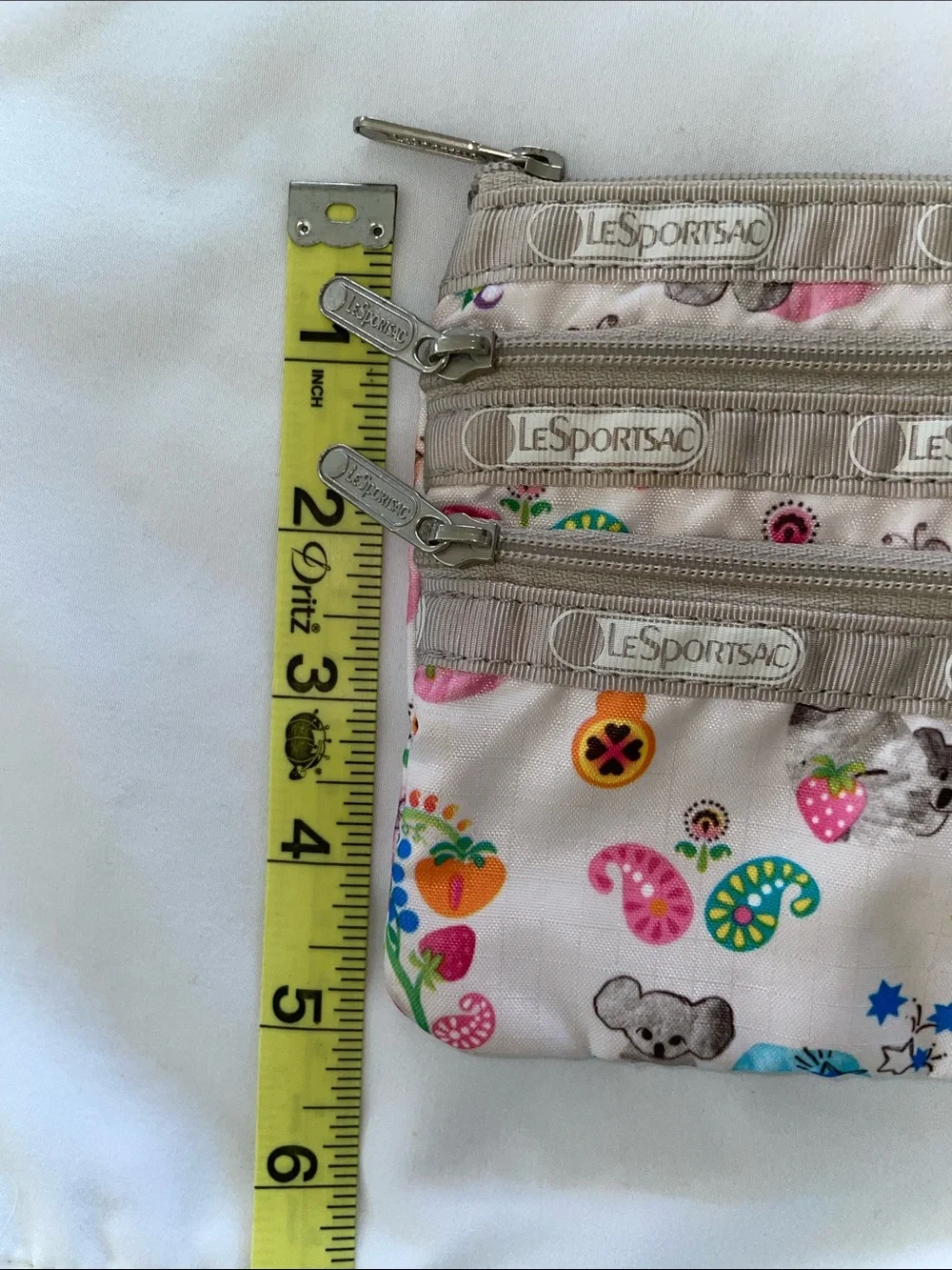 Lesportsac Vintage Triple Zip Pouch in Koala Walla Print